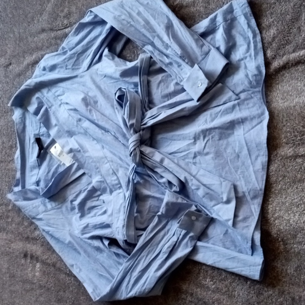 Lane Bryant NWT chambray wrap top REPAIRS NEEDED